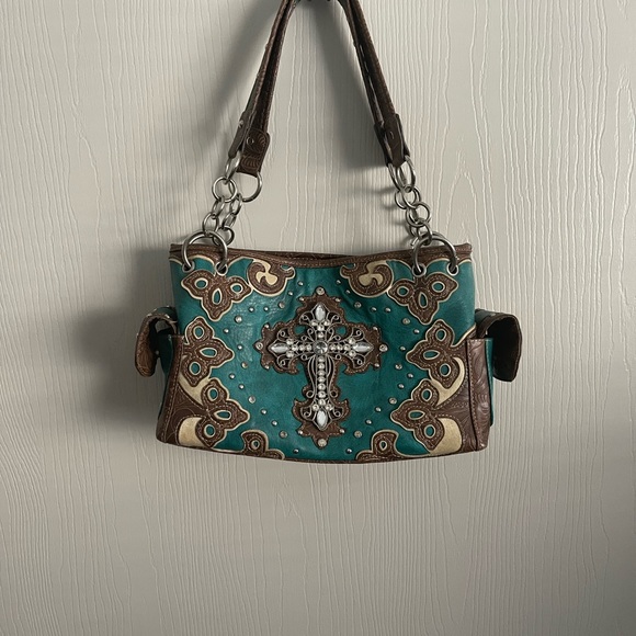 Western - Cross - Rhinestone - Concealed Carry Handbag - Picture 2 of 7